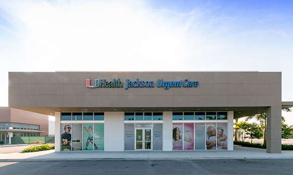 Outdoor view of UHealth Jackson Urgent Care in Doral