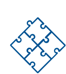 Icon of a blue puzzle with four pieces